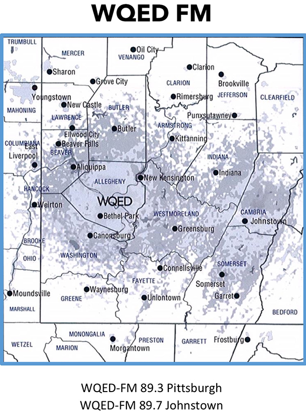 WQED FM coverage map 