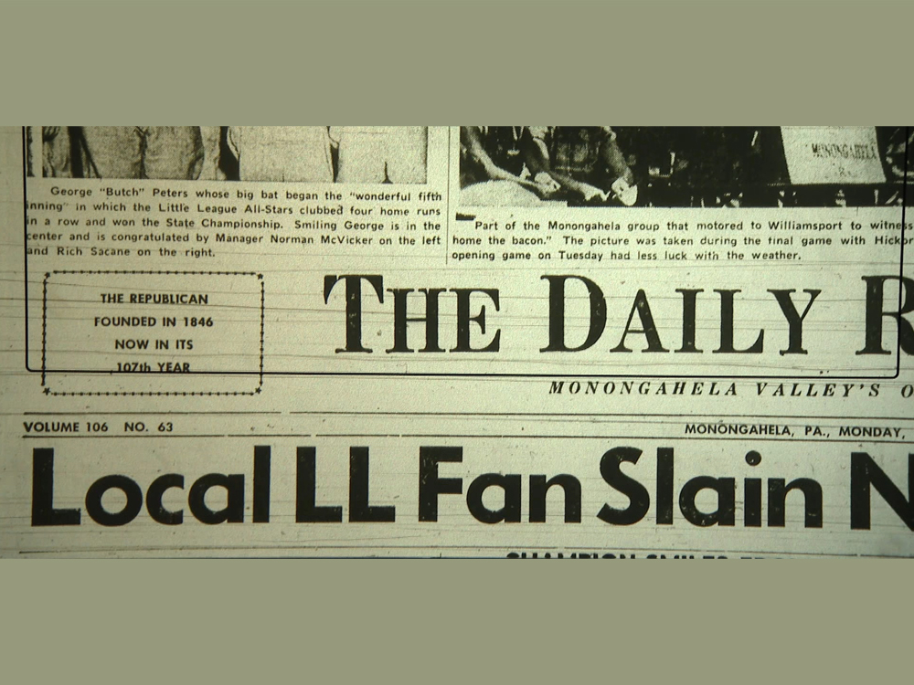 Local Little League Fan Slain headline in newspaper