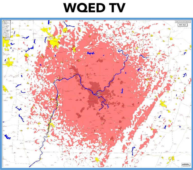 WQED coverage map