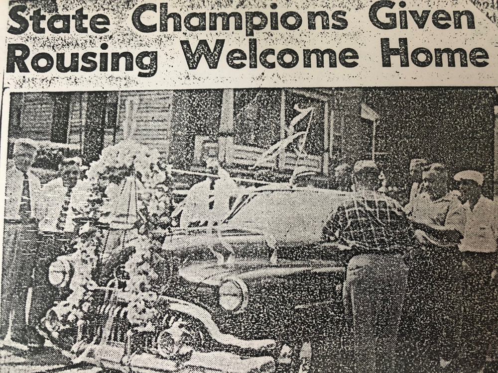 Newspaper clipping. State champions given rousing welcome home