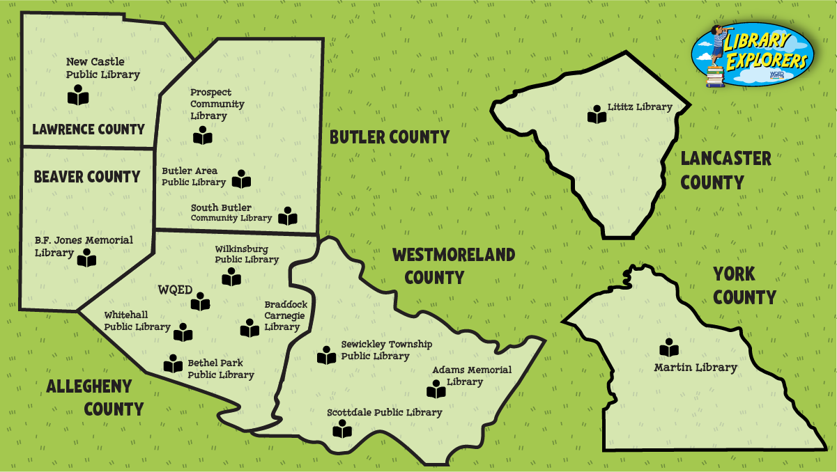 Library explorers map of Pennsylvania counties