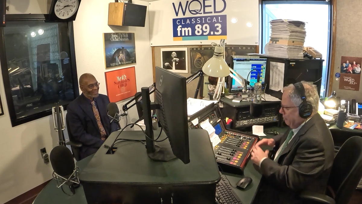 John Moon and Jim Cunningham in WQED-FM studios